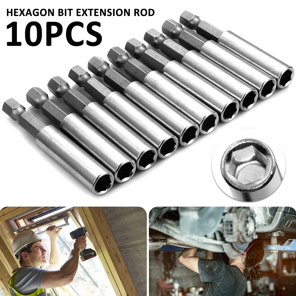 

10Pc Magnetic Drill Bit Extension 1/4in Hex Shank Magnetic Drill Bit Holder For Power Drills Quick Release Screwdriver Drill Bit