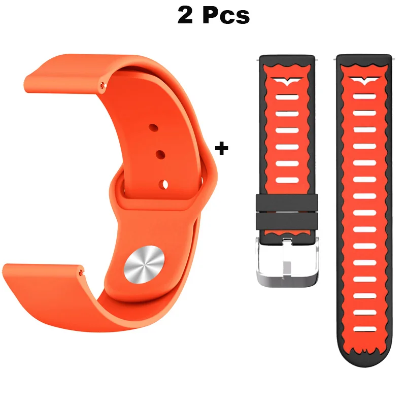 Браслет 22 мм для Xiaomi Huami Amazfit GTR 47 мм Pace Stratos 2 ремешок для часов samsung gear S3 Galaxy 46 мм ремешок для часов Correa - Цвет: Orabge-Black Red