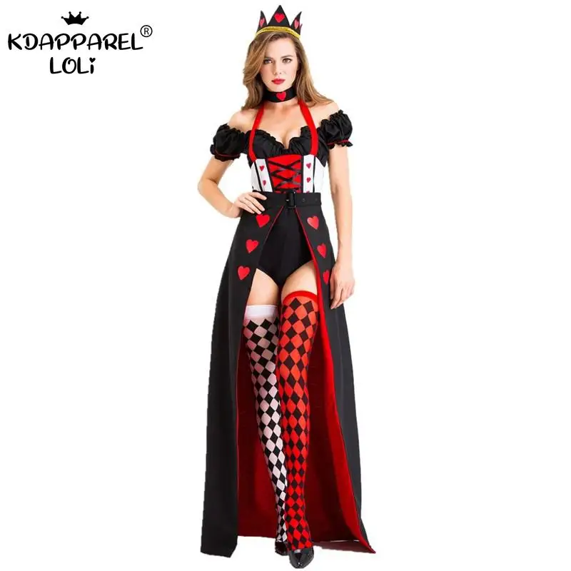 Костюм для взрослых на Хэллоуин красное сердце платье принцессы королевы