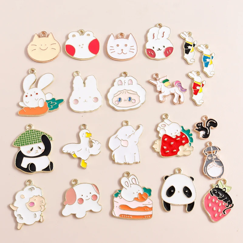 10 шт. Симпатичные эмалевые Подвески в виде динозавра медведя кролика лягушки DIY