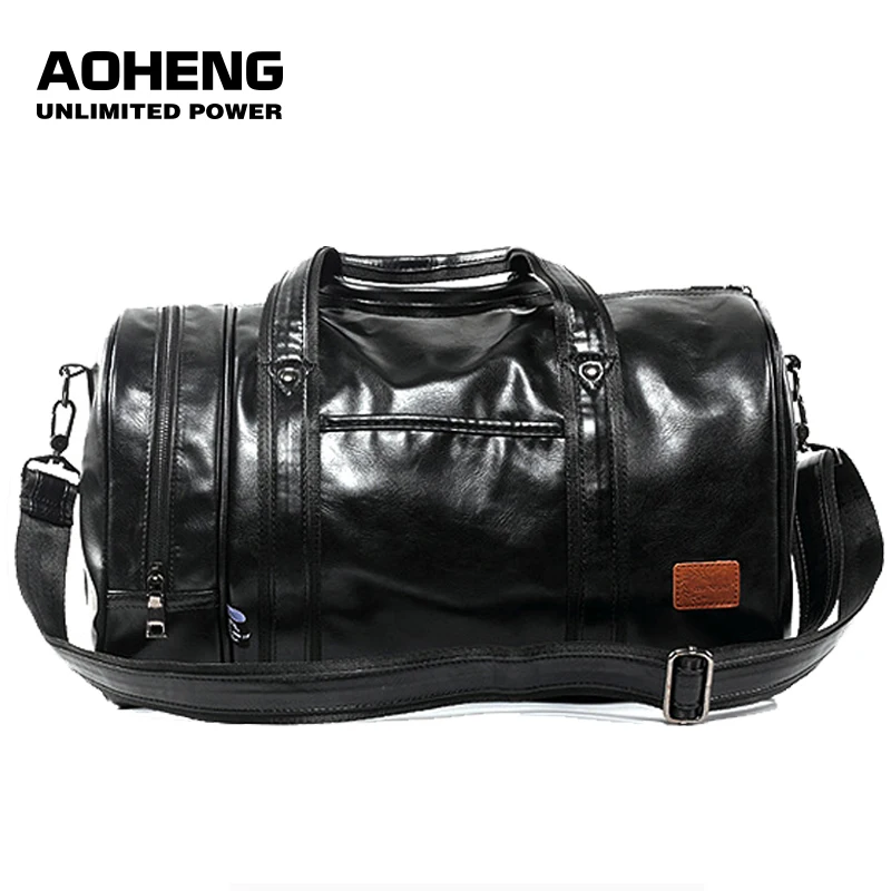 Спортивные сумки кожаный спортивный рюкзак мужской черный большой ПУ
