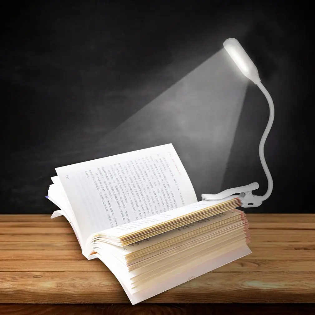 

Book Light USB Rechargeable Flexible 1W 5 LED Clip Reading Night Light 3 Brightness Modes Table Lamp Desk Bedside Lantern