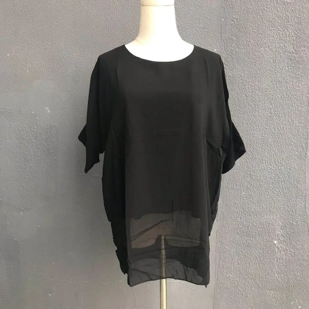 

Однотонные летние блузки с рукавом летучая мышь, Свободная Женская туника, Повседневная Блузка с круглым вырезом, анималистичные футболки