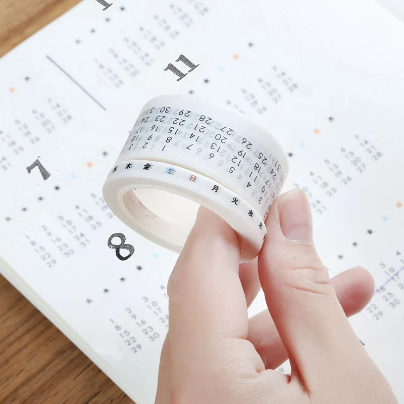 

7 M Length Perpetual Calendar Washi Tape Daily/Weekly/Year Planner Diy Ablum Diary Scrapbooking Label Adhesive Tape Sticker