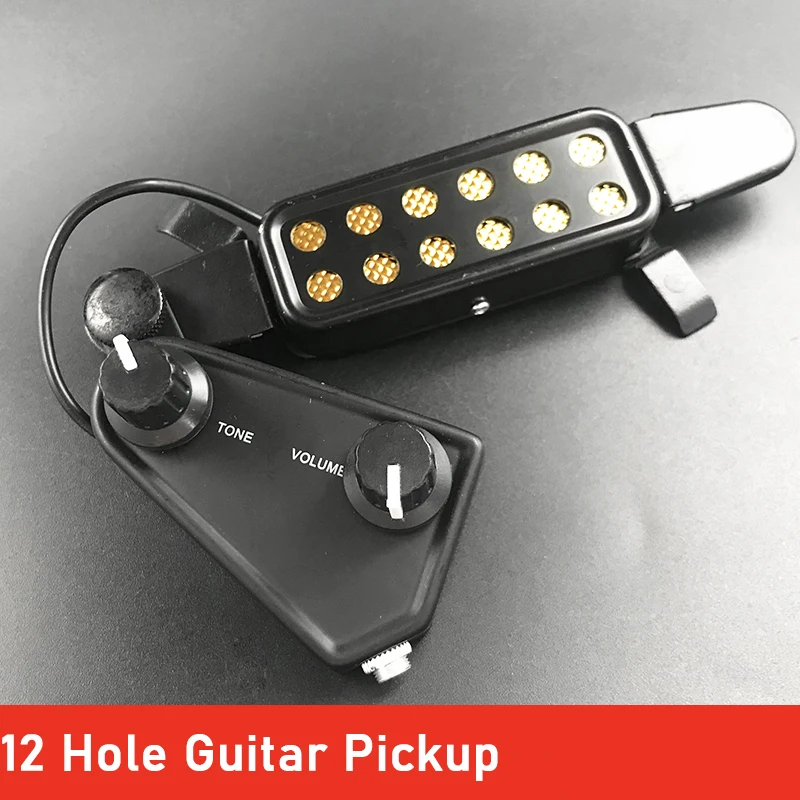 

12-отверстие Акустическая гитара Звук отверстие пикап Магнитный датчик с Тон регулятор громкости аудио кабель