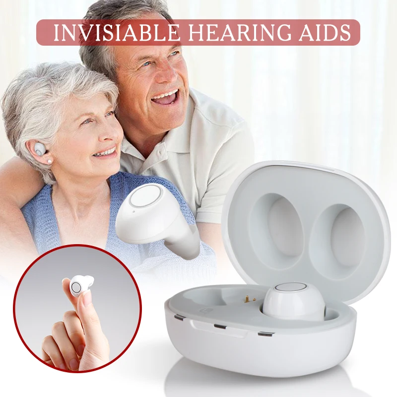 

1 Pair New Intelligent Hearing Aid Rechargeable Low-Noise Wide-Frequency One-Click Operation Elderly In-Ear Deaf Hearing Aids