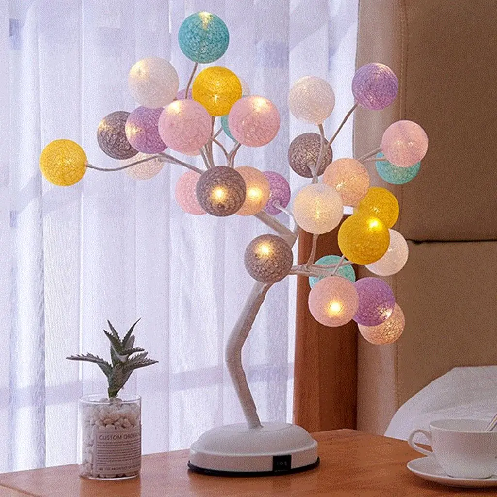 

Battery USB Table Lamp Christmas Tree Decorations Fairy Lights Cotton Ball LED Garland String Lights Garland Balls Decoration