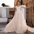Милое фатиновое свадебное платье трапециевидной формы с цветочным принтом, свадебные платья, свадебные платья, платье