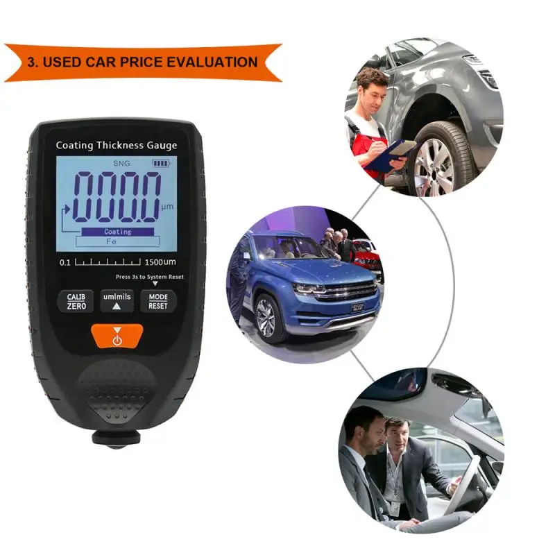 

LCD Digital Car Paint Coating Thickness Probe Tester Gauge Meter Measuring Car Paint Electroplate Metal Coating Thickness Tester