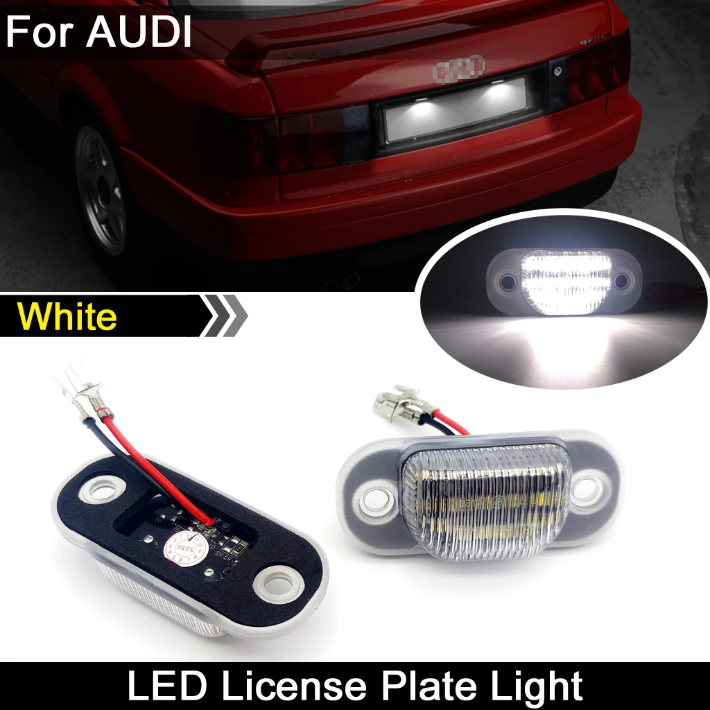

2Pcs For Audi 80 B4 Cabriolet 100/S4 A6/S6 High Brightness White LED License Plate Light Number Plate Lamp