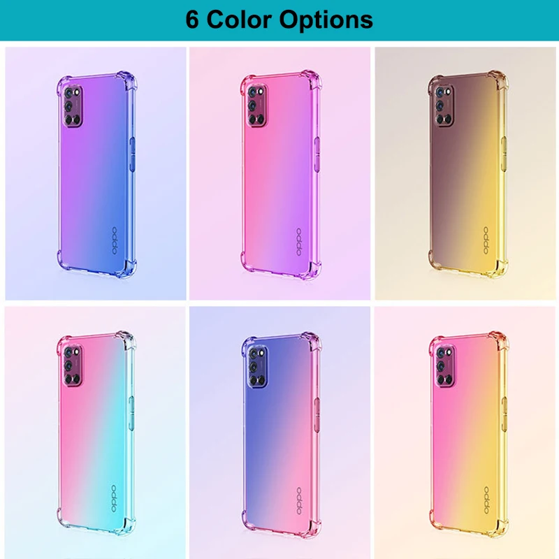 gradient soft tpu cover phone case for oppo a8 a9 a12 a15 a32 a54 a74 a94 oppo f17 f17 pro f19 pro f19 pro plus funda free global shipping