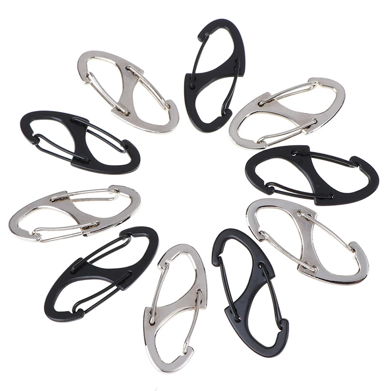 

5pcs Locking Carabiner Keychain 8 Ring Quick Release Clip Buckle Protable Quickdraws Hiking Climbing Camping Tool Gear