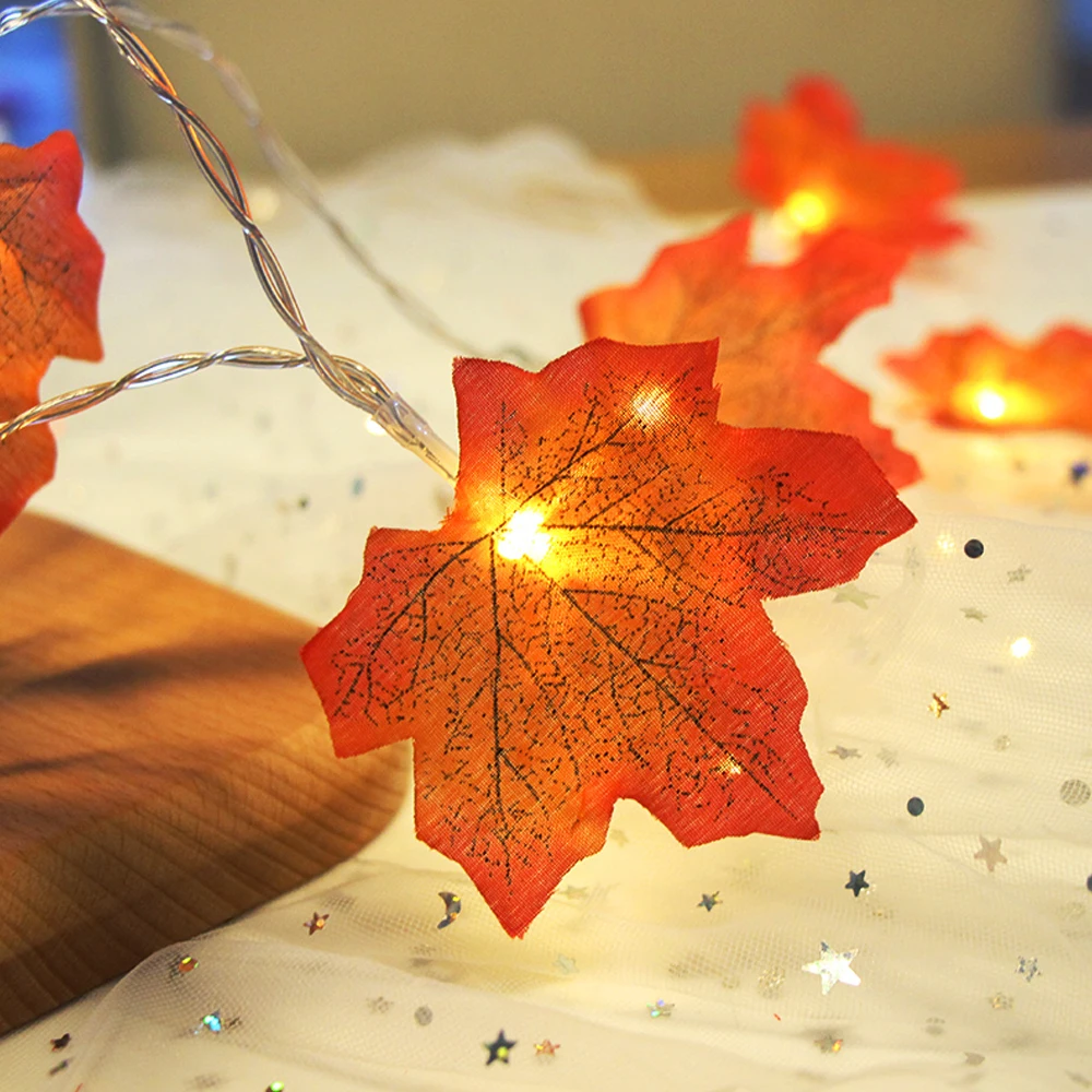 

Maple Leaves Lights 10/20/30/40 Led Fairy Lights Fall Garland Harvest Autumn Leaf String Lights Festive DIY Halloween Decoration