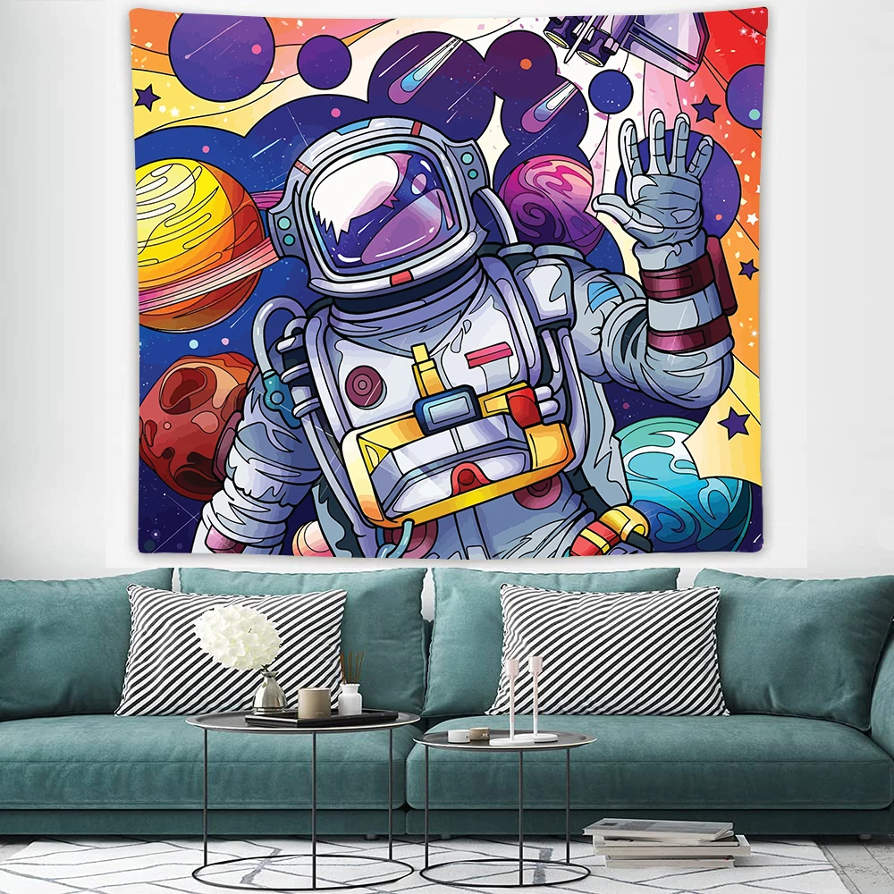 

Astronaut Tapestry Wall Hanging Hippie Colorful Spaceman Tapestry Trippy Tapestry Fantasy Space Wall Tapestry for Bedroom
