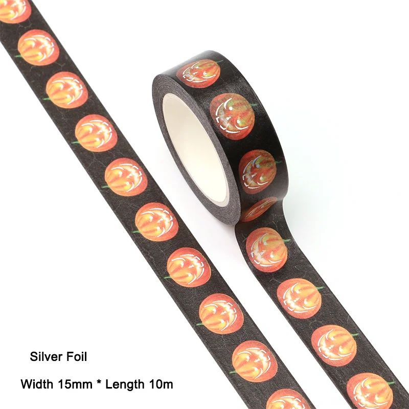 

NEW 10pcs/Lot 15MM*10M Halloween Foil Halloween Pumpkin Decorative Washi Tape Wholesale Masking Tape washi tape stickers