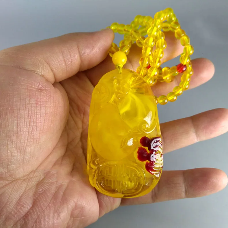 Натуральный Янтарный медовый воск кулон Fushou | Украшения и аксессуары