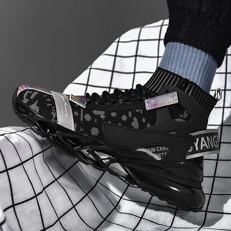 

New Blade Shoes Men Comfortable Light TPU Sneakers Men Popcorn Bottom High Top Sneakers Male Outdoor Walking Shoes Zapatos Hombr
