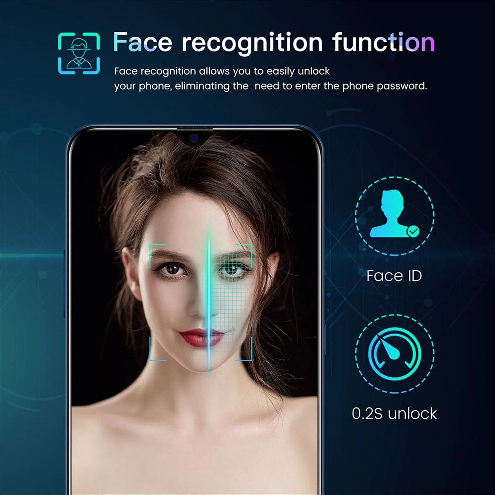 

2021 New Telephone Multifunction Fast Internet Android P50pro 6.3inch Smartphone 1+16g Water Drop Large Screen Face-recognition