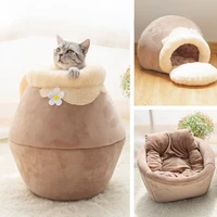 winter cat bed warm plush cat house cave sleeping bag cushion portable foldable nest kennel sofa mat small cats kitten products