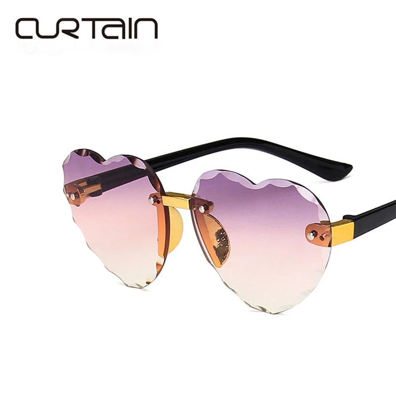 

2020 New Rimless Kids Sunglasses Girls LOVE Heart Shape Children Sun Glasses Outdoors Travel Eyewear UV400 Oculos De Sol