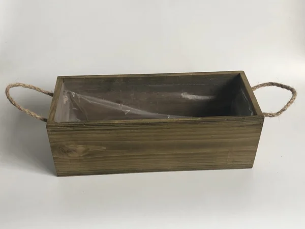 with plastic inner 4 шт./лот D30xW12xH10CM в деревянной коробке длинные деревянные цветочные горшки ремесленный декоративный чехол кашпо для суккулентов с ручкой из веревки SF-05223 - Цвет: with plastic inner