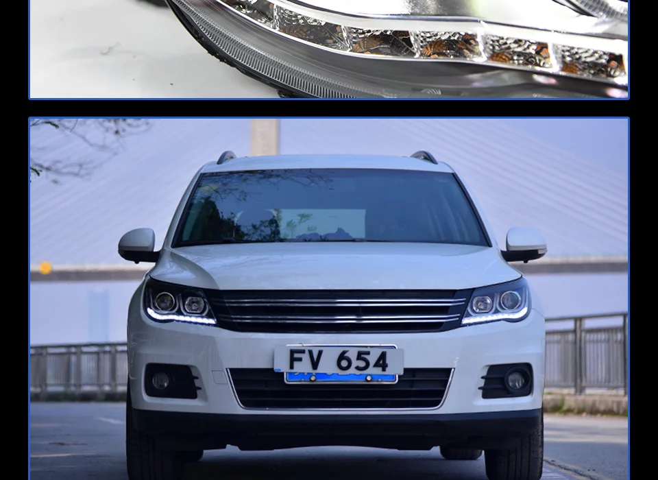 Head Lamp For Car VW Tiguan 2009-2012 Headlights Fog Lights Daytime Running Lights DRL H7 LED Bi Xenon Bulb Car Accessories