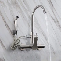 stainless steel kitchen faucet 360 degree rotation wall mounted basin tap with bidet nozzle shower sprayer cold new water mixer