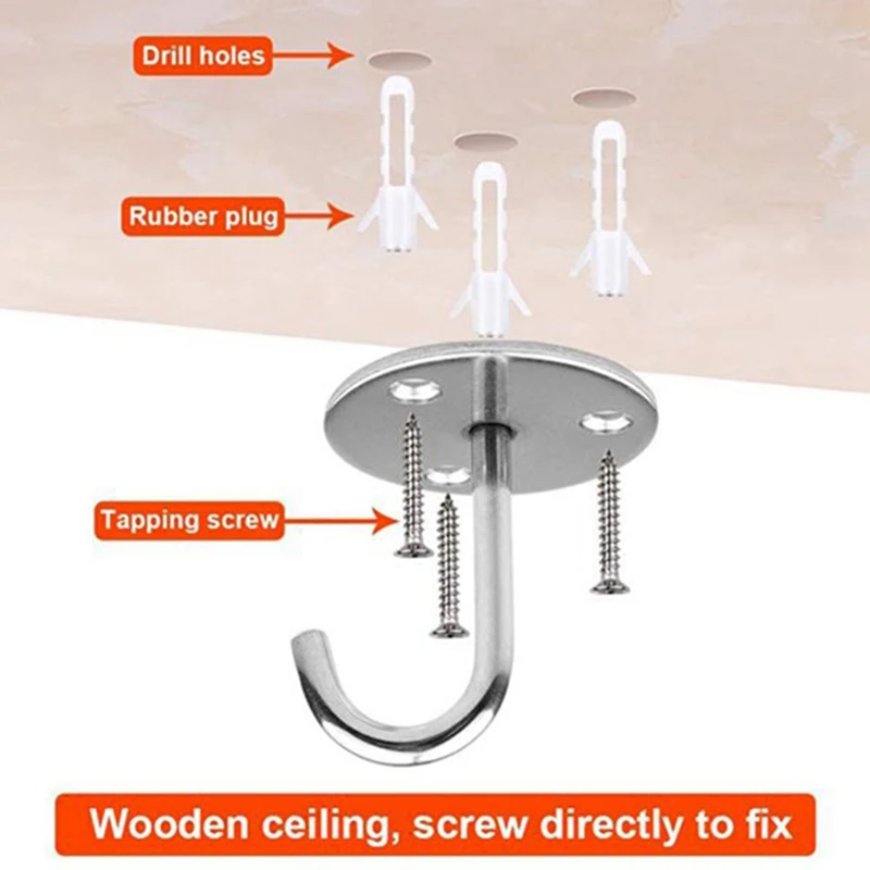 

15 PCS Wall Mount Ceiling Hooks, Stainless Steel Heavy Duty Plate Hook for Hanging Plant Basket Decoration Hooks Etc