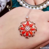 kjjeaxcmy fine jewelry 925 sterling silver inlaid natural red coral female pendant necklace luxury support test