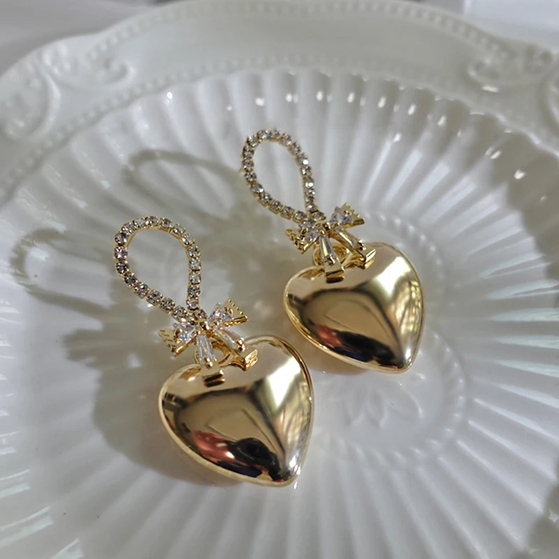 Женские серьги в форме сердца винтажные элегантные из серебра 925 пробы с