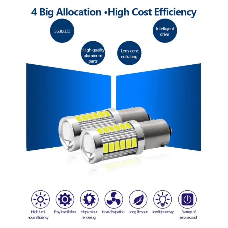 

2pcs LED Lamp 1156 LED Car Backup Reserve Light Motor Brake Bulb Daytime Running Lights Motorcycle Decorative Lamp