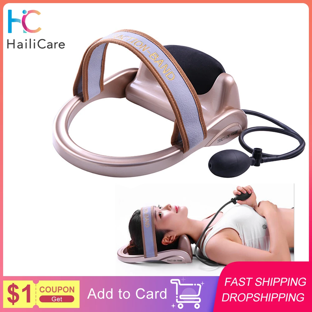 

Filled Air Head massager cervical Tractor Neck Traction Posture Pump Relax Vertebra Massage Spine Muscle Pain Relief Health Care