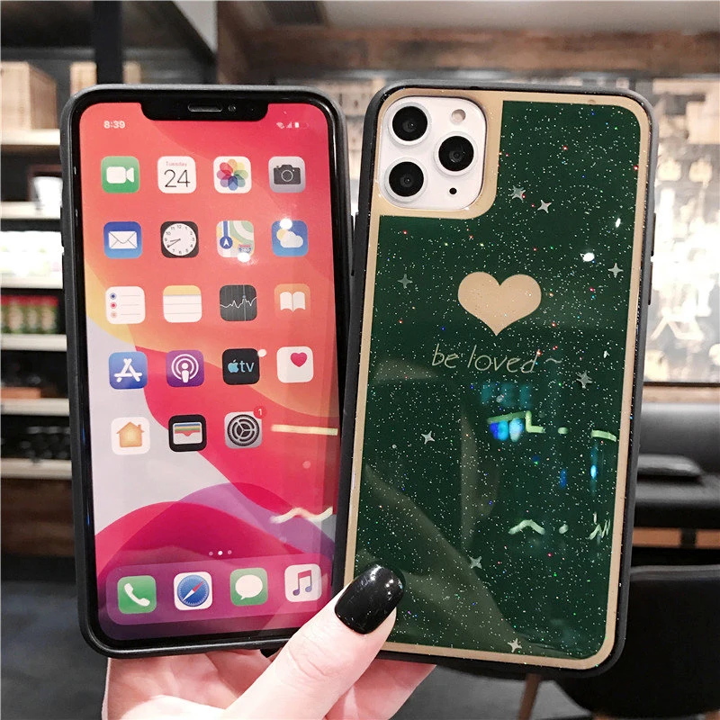 Гальваническое Сердце Любовь клей bling Кристалл Блеск чехол для телефона iphone 6 6S 7 8