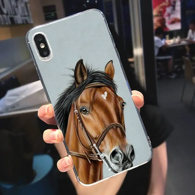 

Watercolor Horse Horses Running Phone Case Transparent for iPhone 6 7 8 11 12 s mini pro X XS XR MAX Plus
