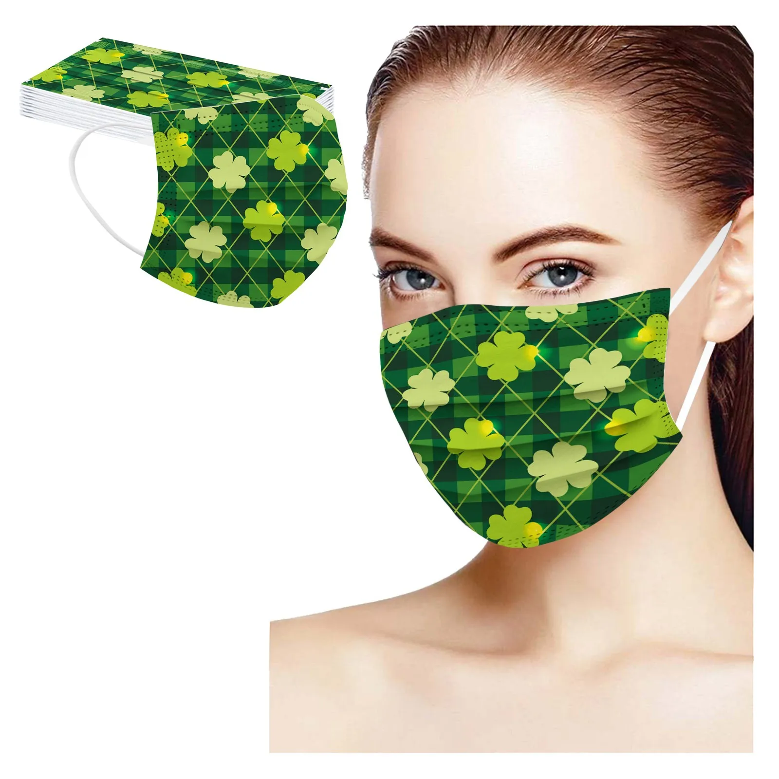 

St. Patrick's Day Masks Print Breathable Adjustable Adult Mouth Mask Irish Festival Washable Reusable Face Mask