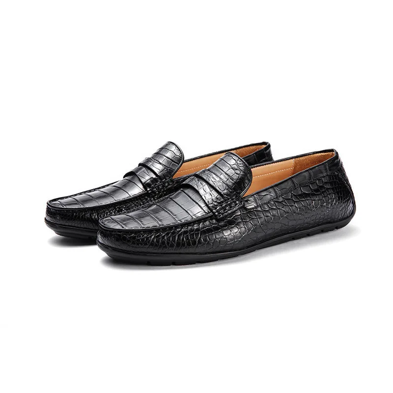 

New Alligator Leather Men's Four Seasons Peas Shoes Genuine Leather Business Breathabl Shoes High-end Fashionable Leather Shoes