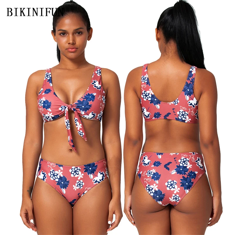 Новинка 2020 сексуальный женский купальник с цветочным принтом и бантом пуловер
