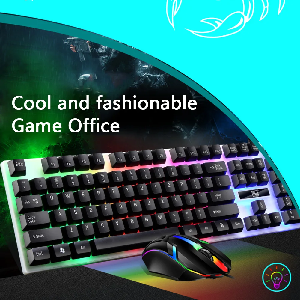 

LX-2020 игровая клавиатура Мышь комбо RGB Подсветка Механическая freling клавиатура комплект геймера тихий геймер Мышь набор для портативных ПК