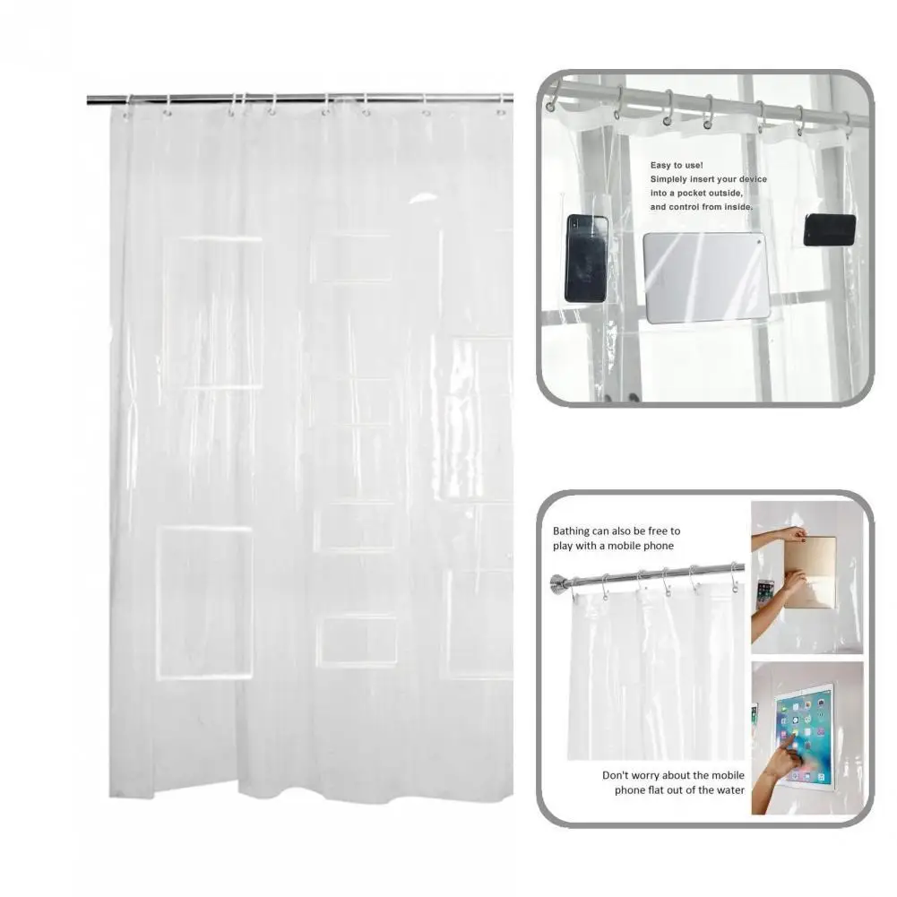 

Easy to Use Practical Translucent Pocket Bath Curtain Rustproof Bath Panel Functional for Indoor