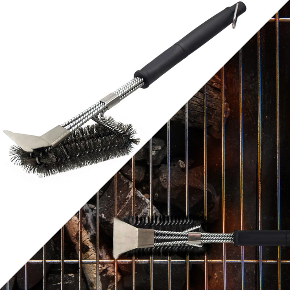 3в1 щетка для чистки барбекю из нержавеющей стали с антипригарным покрытием