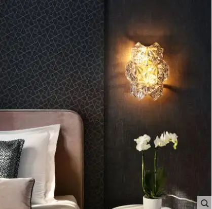 Медный современный светильник роскошный хрустальный настенный для гостиной