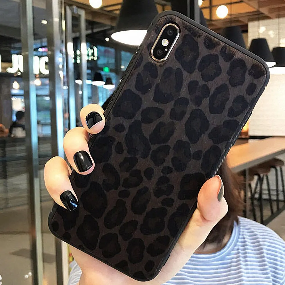 Black LCHULLE роскошный плюш леопардовый принт телефонные чехлы для huawei P20 P30 mate P30 Lite Pro Мягкий ТПУ силиконовый чехол - Цвет: Black