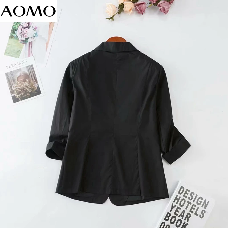 

AOMO women red blazer female long sleeve elegant jacket ladies work wear blazer formal suits 7A10A