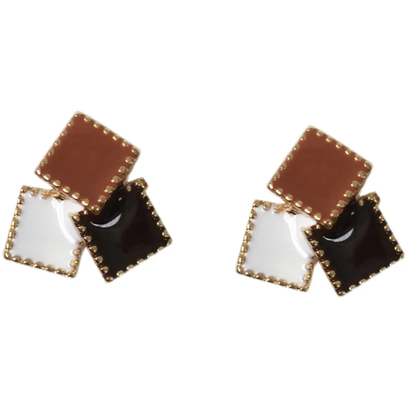 

Fashionable color collocation earring lovely romantic geometric earnail restore ancient ways color drops oil earnail