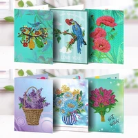 6pcs 5d diy diamond painting cards creative and unique projects delicate special shaped rhinestones greeting birthday cards gift
