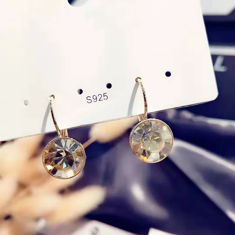 Gold Новинка 11,11 года. Стильные женские серьги bella pendientes cristal austriaco для свадебной вечеринки. Новые круглые Висячие серьги. Аксессуары для девочек. Подарок - Окраска металла: Gold