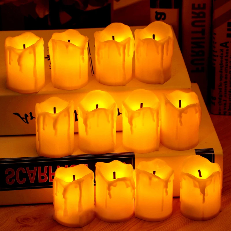 Беспламенного 12/24 шт. светодиодные лампы в форме свечи мерцание Чай огни и