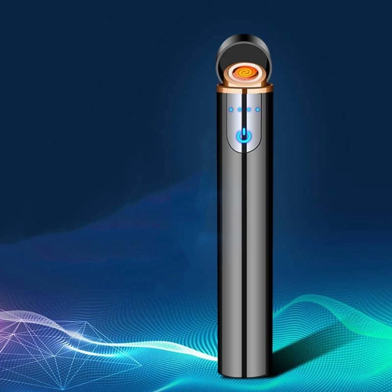 Сенсорный экран USB зарядка Зажигалка Ветрозащитная креативная электронная Вольфрамовая зажигалка Подарочный фильтр Держатель для сигарет