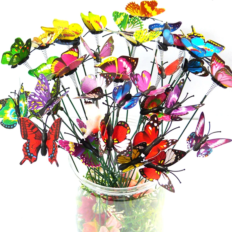 

25pcs Bunch of Butterflies Garden Yard Planter Colorful Whimsical Butterfly Stakes Decoracion Outdoor Decor Gardening Decoration