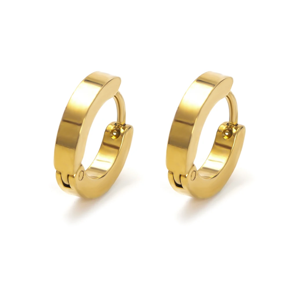 

Punk Rock Gold Color Stainless Steel Small Circle Hoop Earrings for Women Men Girl Teens Jewelry Fashion Gift